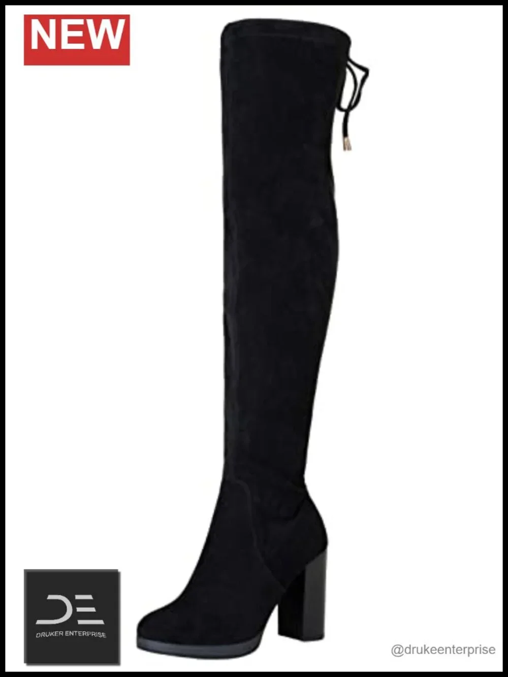Women's Suede Thigh High Tall Chunky Platform Over The Knee Boots